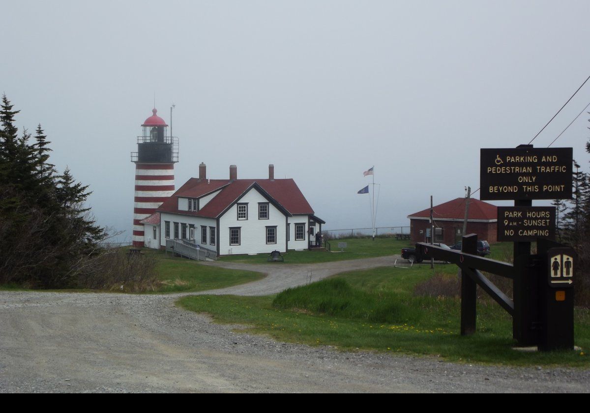Located a few miles from Lubec, in northern coastal Maine, this was our first view of the lighthouse on a very misty day. We had arrived in Lubec shortly after lunch, and this was our first stop.