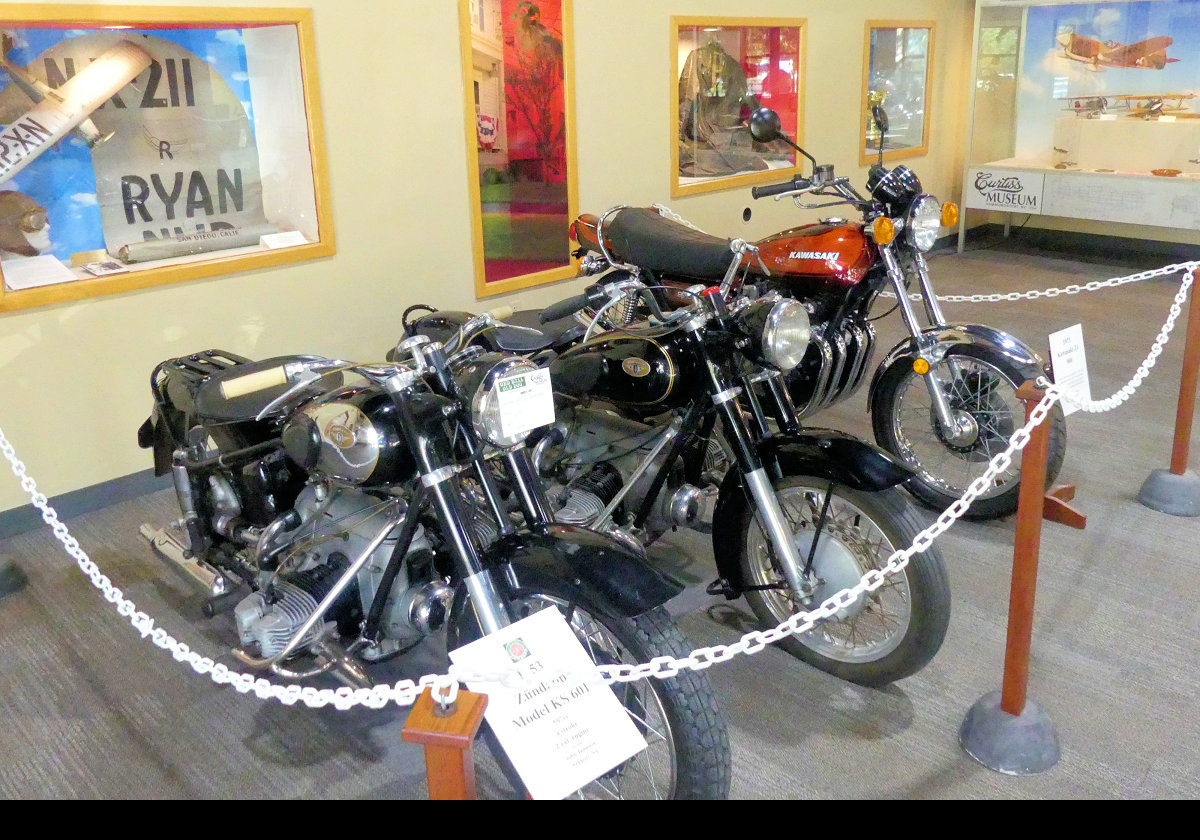 Front: 1953 Zündapp KS601  -  Middle:  Another Zündapp  -  Rear:  1973 Kawasaki Z1 900