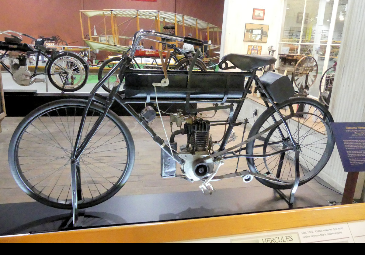 Hercules motorcycle c. 1902 from the Hercules Bicycle Company started in 1901 by Glenn Hammond Curtiss.