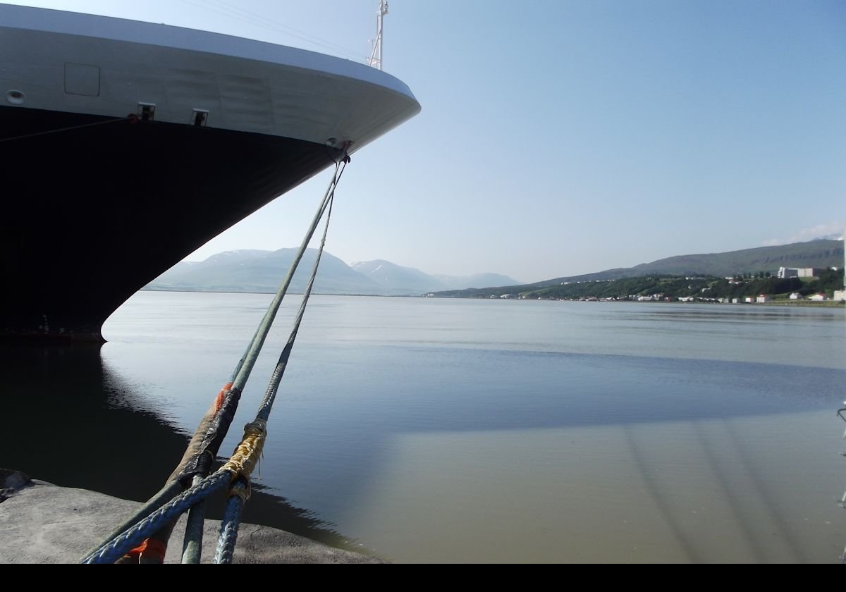 Looking past the bow of our ship across the body of water known as Pollurinn ("The Pool").