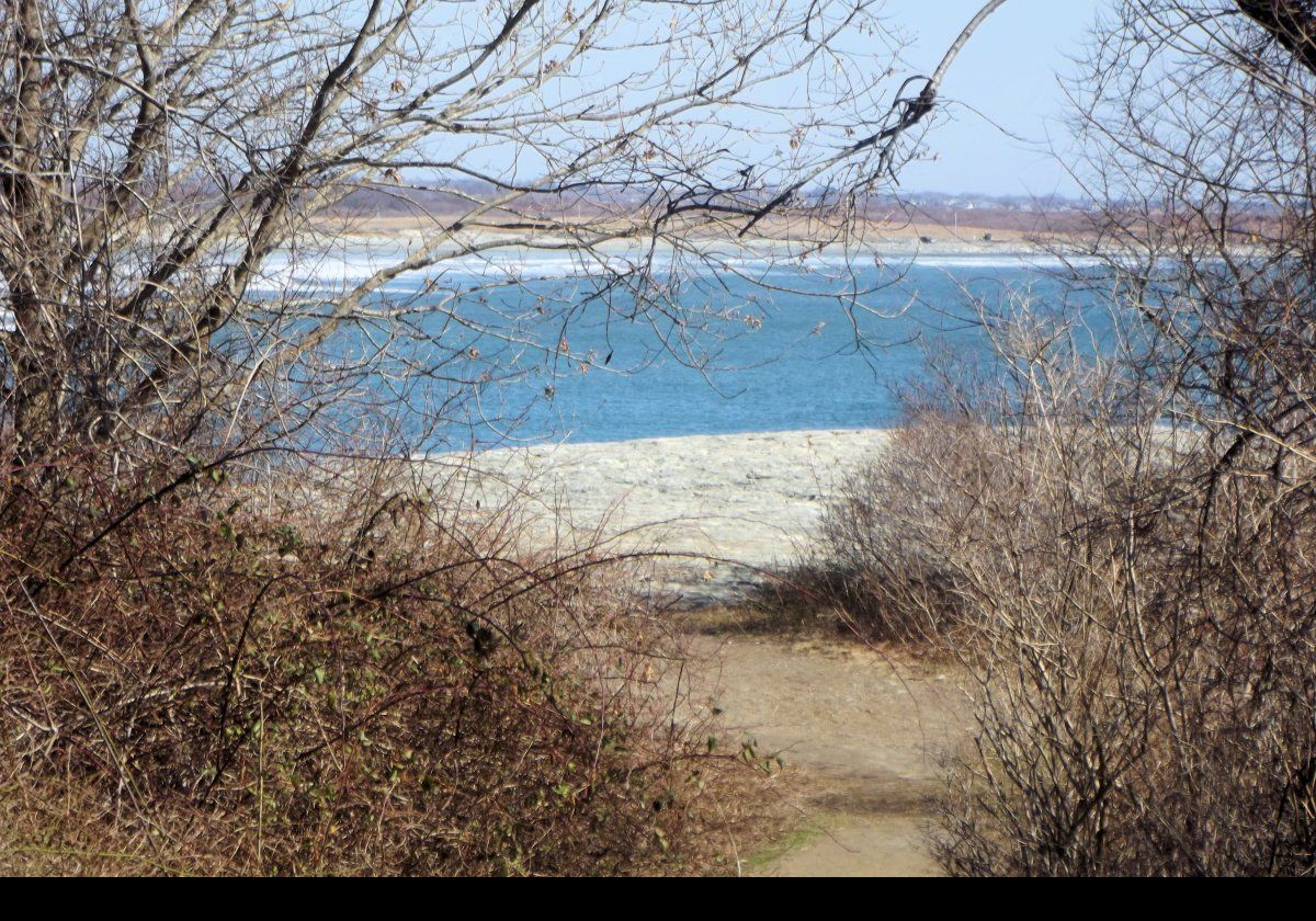 The view onto Sachuest Bay from near Purgatory Chasm.